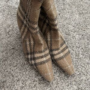 Burberry Checkered Tan Heeled Boots